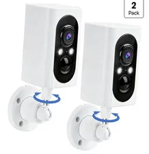 2-Pack Wireless Wi-Fi Outdoor 2K Security Cameras 355° Pan Color Night Vision