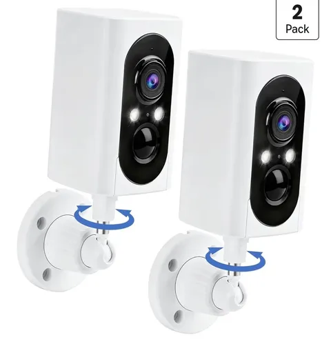 2-Pack Wireless Wi-Fi Outdoor 2K Security Cameras 355° Pan Color Night Vision