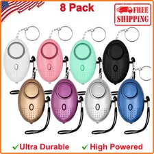 Safe Sound Personal Alarm, 8 Pack 140DB Personal Security Alarm Keychain W LED