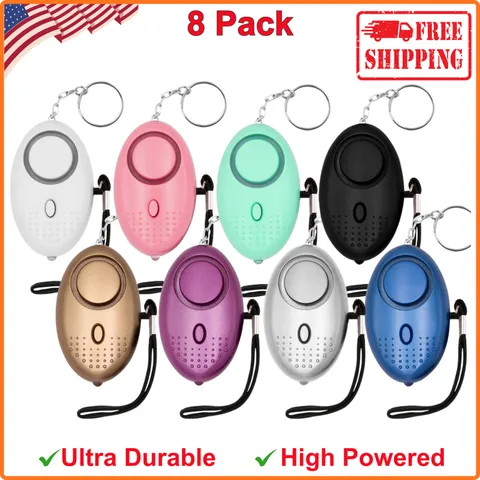 Safe Sound Personal Alarm, 8 Pack 140DB Personal Security Alarm Keychain W LED