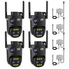 4 Pack Wired Home Camera Outdoor/Indoor with 2K Color Night Vision,AI Human A...