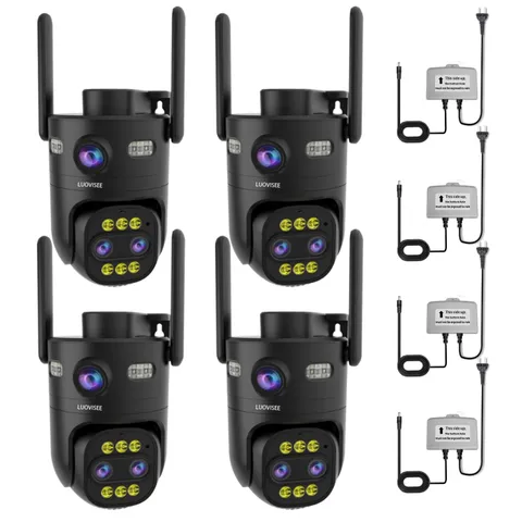 4 Pack Wired Home Camera Outdoor/Indoor with 2K Color Night Vision,AI Human A...