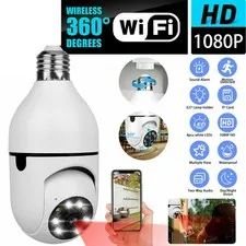 360° 1080P IP E27 Light Bulb Camera WiFi IR Night SmartHome Wireless Security