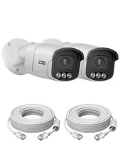 2PK C186 4K Add on PoE Security Camera with Ethernet Cables,True Color Night ...