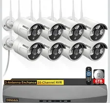 16CH WiFi Security Camera System 8x 3MP Dual Antenna Cameras 4TB HDD NVR