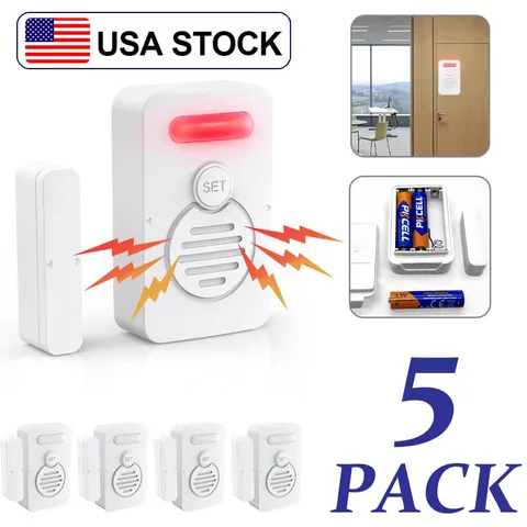 Wireless Voice Door Alarms When Opened 90dB Adjustable Volume Window Alert 5Pack