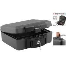 Compact Black Fireproof Safe - 30 Min Fire Protection & Waterproof Security