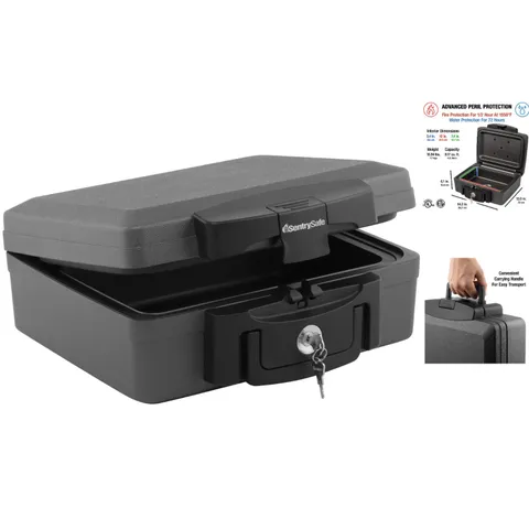 Compact Black Fireproof Safe - 30 Min Fire Protection & Waterproof Security