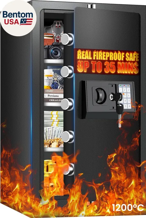 Fireproof Safe for Home, Money Safe for Cash,70 Lbs Heavy Duty Fire Proof Safes 