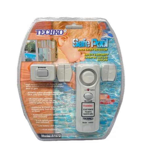 TECHKO Safe Pool S187D Area Entry Detector Alarm 110-115 dB Siren New Sealed