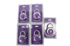 Lot of 5 Planet Fitness Combination Lock Purple Dial Gym Locker Hardened