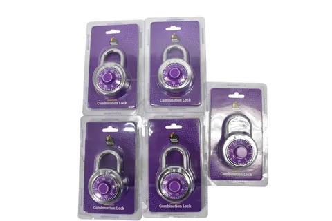 Lot of 5 Planet Fitness Combination Lock Purple Dial Gym Locker Hardened