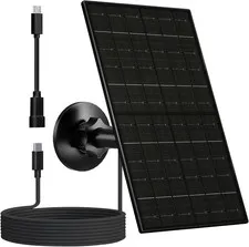 7W Solar Panel for Security Cameras, Micro USB and USB-C Port, Black | Camera So