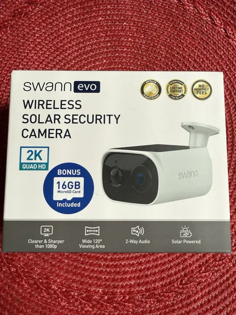 Swann EVO Solar 2K Wireless Security Camera w/16GB Card SESOL2KBC - New In Box