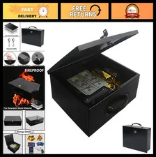 Fireproof Steel Security Safe Box 0.38 Cu Ft Portable Lockbox for Cash, Jewelry,