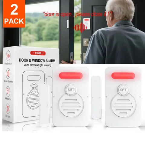 Voice Door Alarm Wireless Doorbell Magnetic 3-Level Volume Speaks Aloud 90 dB ×2