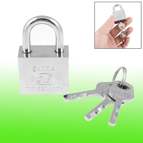 Cabinet Locking 30mm Wide Silver Tone Metal Padlock 2" Height with 3 Keys