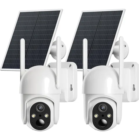 Reliable Solar Security Cameras - 2-Pack 4G LTE with Night Vision & Alerts