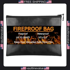 Fireproof document bag 10x13.5 waterproof zipper holder for passport valuables
