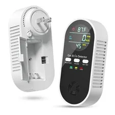5-in-1 Gas & Carbon Monoxide Detector Plug-in Portable CO Leak Alarm Temp Humidi