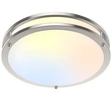 36W LED Flush Mount Ceiling Light Fixture, 13 Inch, Brushed Nickle-5CCT-1
