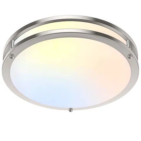 36W LED Flush Mount Ceiling Light Fixture, 13 Inch, Brushed Nickle-5CCT-1