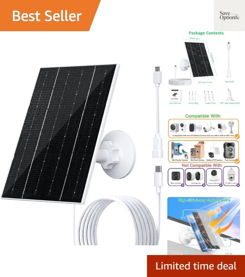 High-Efficiency 4W Solar Panel for Security Cameras - Outdoor Use,  Rated