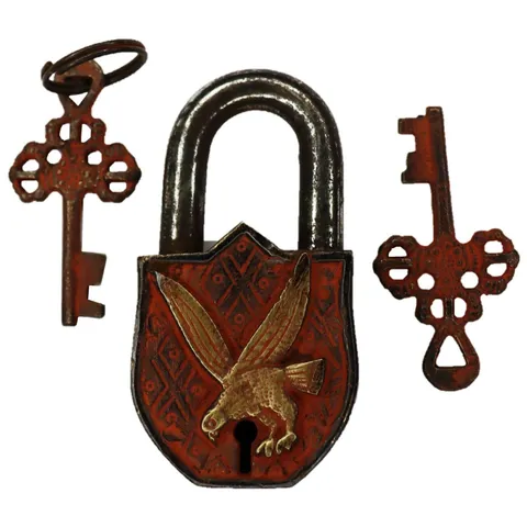 Eagle Shape Security Lock Antique Vintage Style Handmade Brass Padlock with Keys