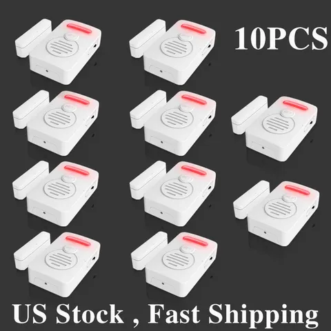 Wireless Voice Alarm Doorbell Door Windows Reminder 90dB 3-Level Volume Kid × 10