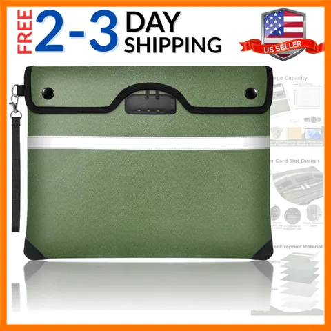 6200°F Fireproof Document Bag with Lock, 15x 11.8 Inch Fire Proof Bag for Doc...