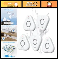 5 Pack Water Leak Detectors - Adjustable Audio Alarm 0-120dB, IP66 Sensor for Ho
