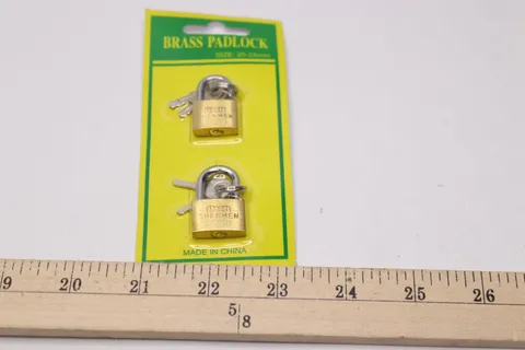 (2-Pk) Shen Men Padlock Solid Brass w/ 2 Keys 20mm - 25mm 