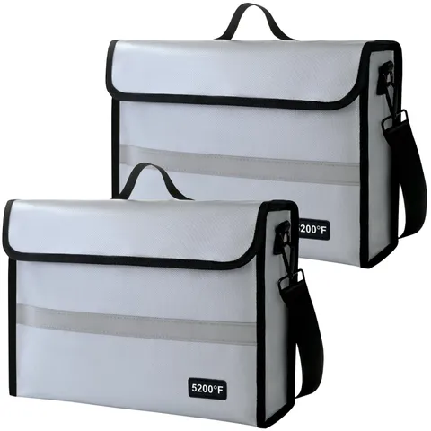 2 PCS Fireproof Document Bag Waterproof Box Storage Cash Organizer Safe White