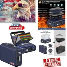 Elegant Blue Fireproof Document Box with Lock - Ultimate Fire & Water Protection