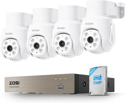 ZOSI 360° View  8CH DVR 2MP security Outdoor camera system 500 HDD Night Vision
