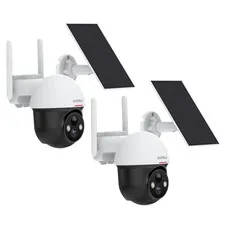 Outdoor Solar Home Security Dome Camera W/ Wifi & Alarm (2 Pack)