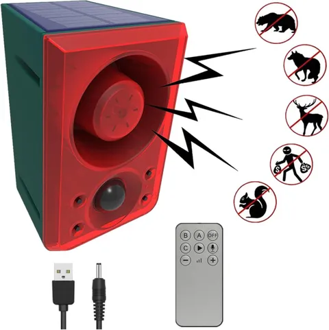 Solar Outdoor Motion Sensor Alarm,Dog Barking and Gunshot Sound | Support Record