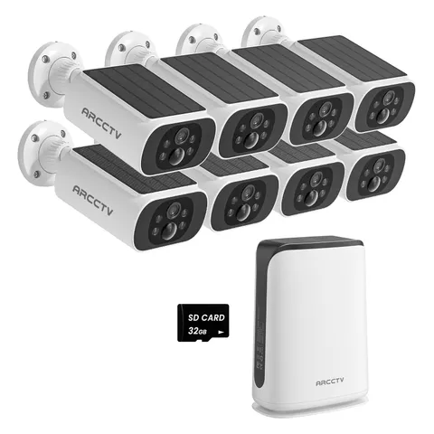 4MP Solar Security Camera System Wireless Outdoor 10CH NVR Motion Detection IP65