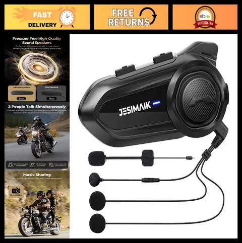 Motorcycle Bluetooth Headset Intercom System, CVC8.0 Noise Cancelling, 2 Mics, M