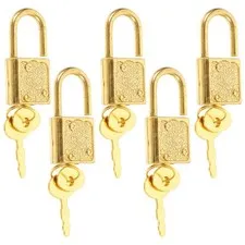 Golden Reusable Plastic Mini Padlocks with Keys for Jewelry Boxes and Cabinets