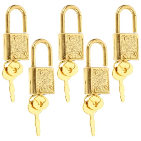 Golden Reusable Plastic Mini Padlocks with Keys for Jewelry Boxes and Cabinets
