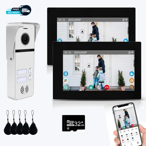 Wired Apartment Video Intercom System 2 Units 7 Inches Touch Monitor