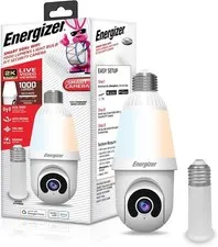 Energizer 2K Smart Bulb Camera 1000 Lumens w/ Motion, White