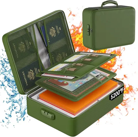 Home Digital Safe Box High Security Money Cash Document Box Fireproof Bag Green