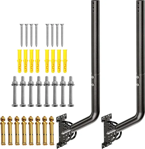 Heavy Duty 28" Adjustable Antenna Wall Mount Bracket - 2-Pack Black