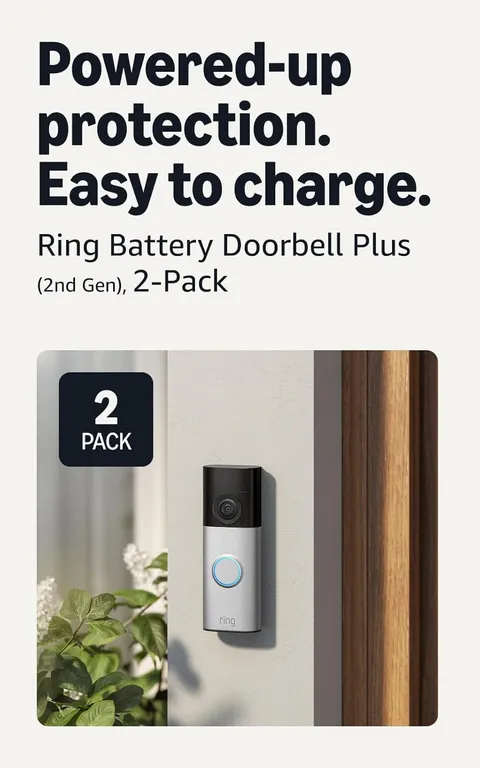 Battery Doorbell plus (Newest Model), Retinal 2K with Wide-Angle Video, up to 6X