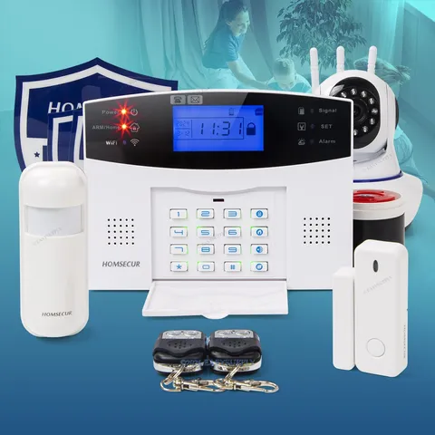 HOMSECUR Wireless &wired WIFI 4G GSM Burglar Intruder Alarm System SOS Intercom