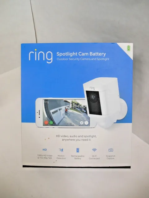 Ring Spotlight Cam Battery Outdoor Security Camera White - Open Box Never Used