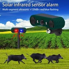 Solar Outdoor Motion Sensor Alarm-129db Loud Siren Lamp Noise Maker, 4 Modes