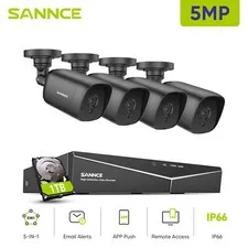 SANNCE 5IN1 8CH DVR HD 5MP Video Security Camera System Outdoor EXIR Night 1TB